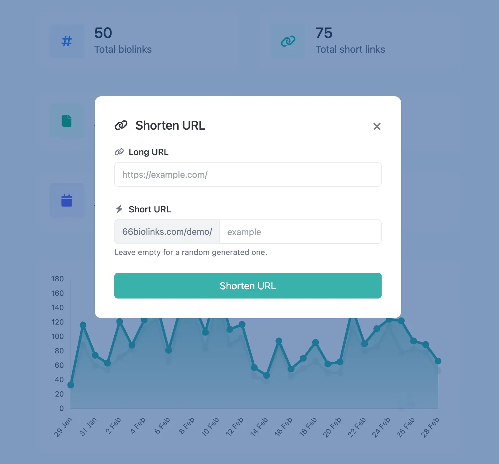 Captura de tela da edição de URL curta do app